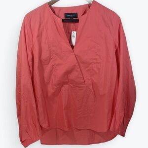 NWT Banana Republic V-Neck Pink Coral Blouse Tunic Long Sleeve Size Small